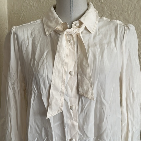 Frame Off White Silk Tie Neck Blouse Shirt Medium - Picture 6 of 14